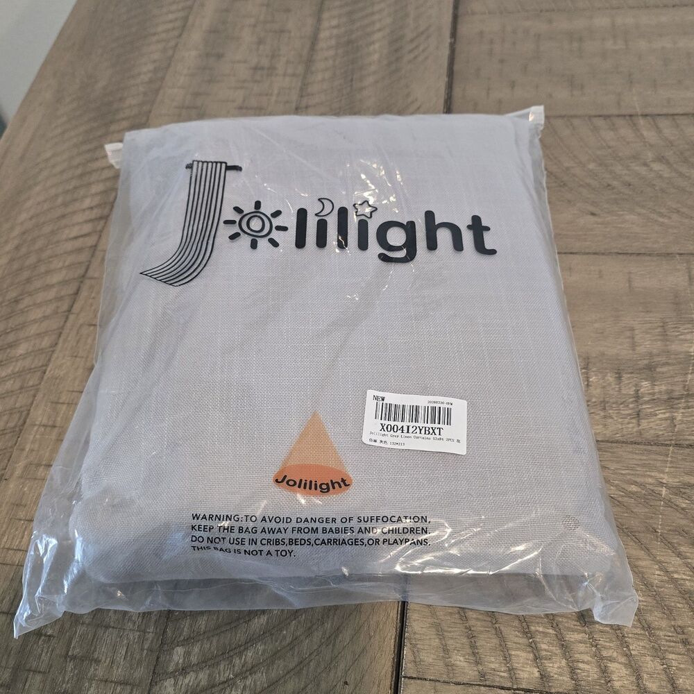 Jolilght Grey Linen Blend Curtains 52x84 Back Tab Semi Sheer 2 Panels NEW